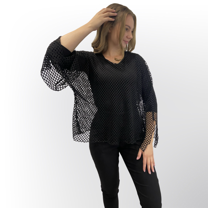 KARLA PONČO ČRNA MREŽA - Image 2