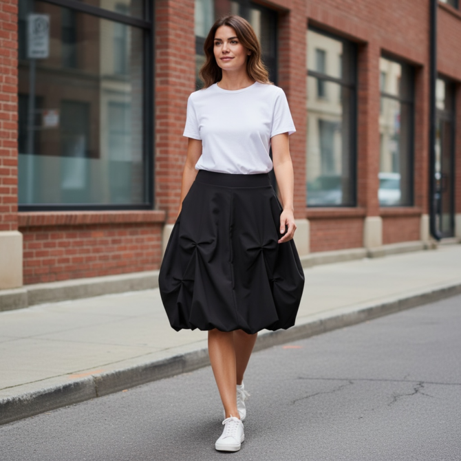 Sodobna Å¾enska obleka na mestni ulici, urban style.